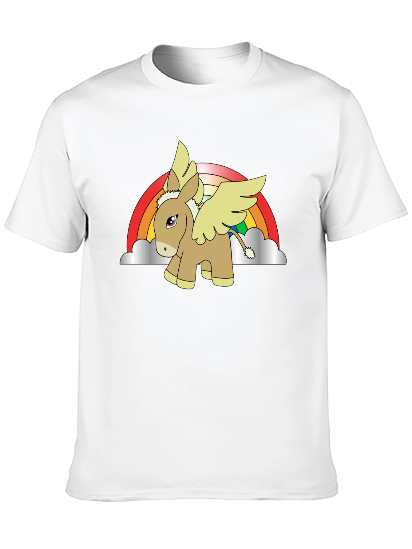 Rainbow Donkey Pegasus Black T-Shirt