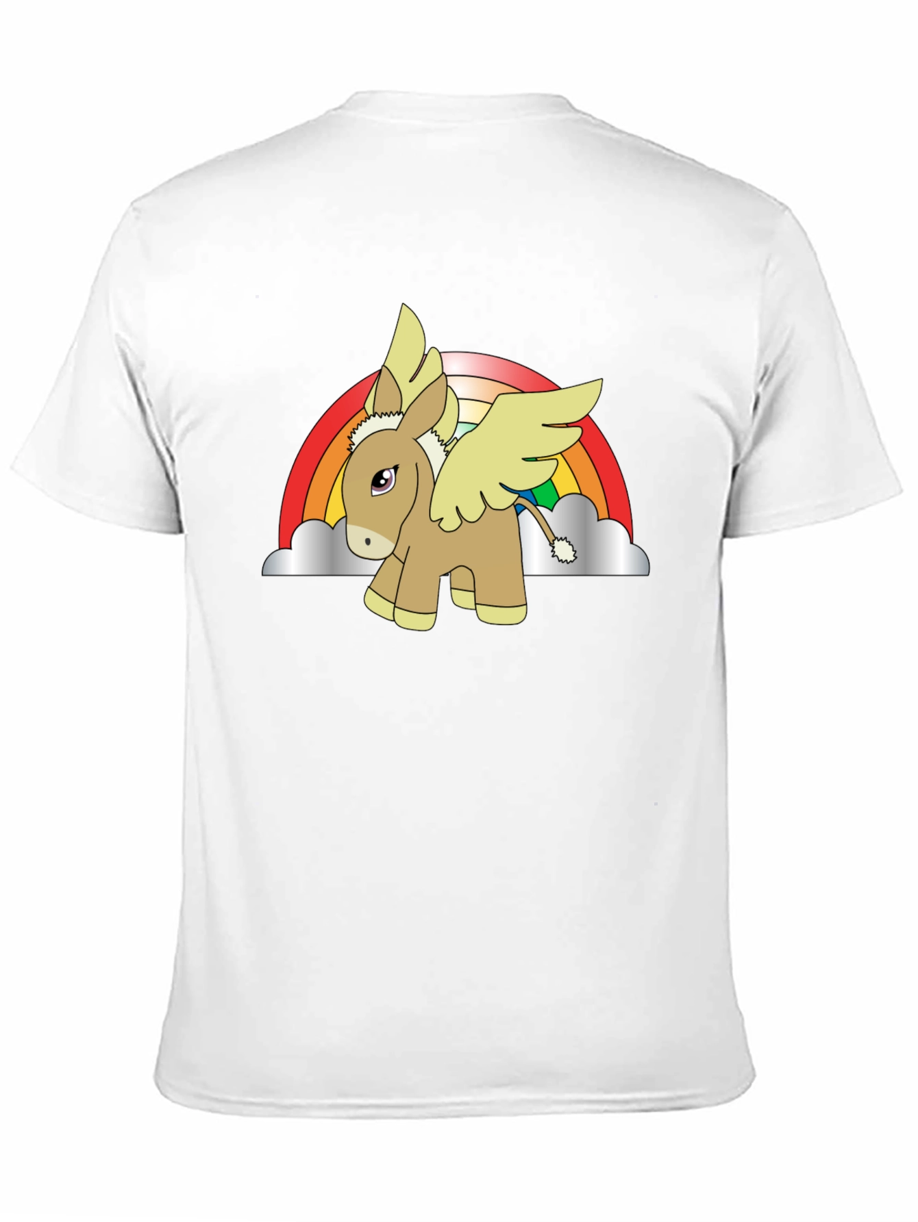 Rainbow Donkey Pegasus Black T-Shirt