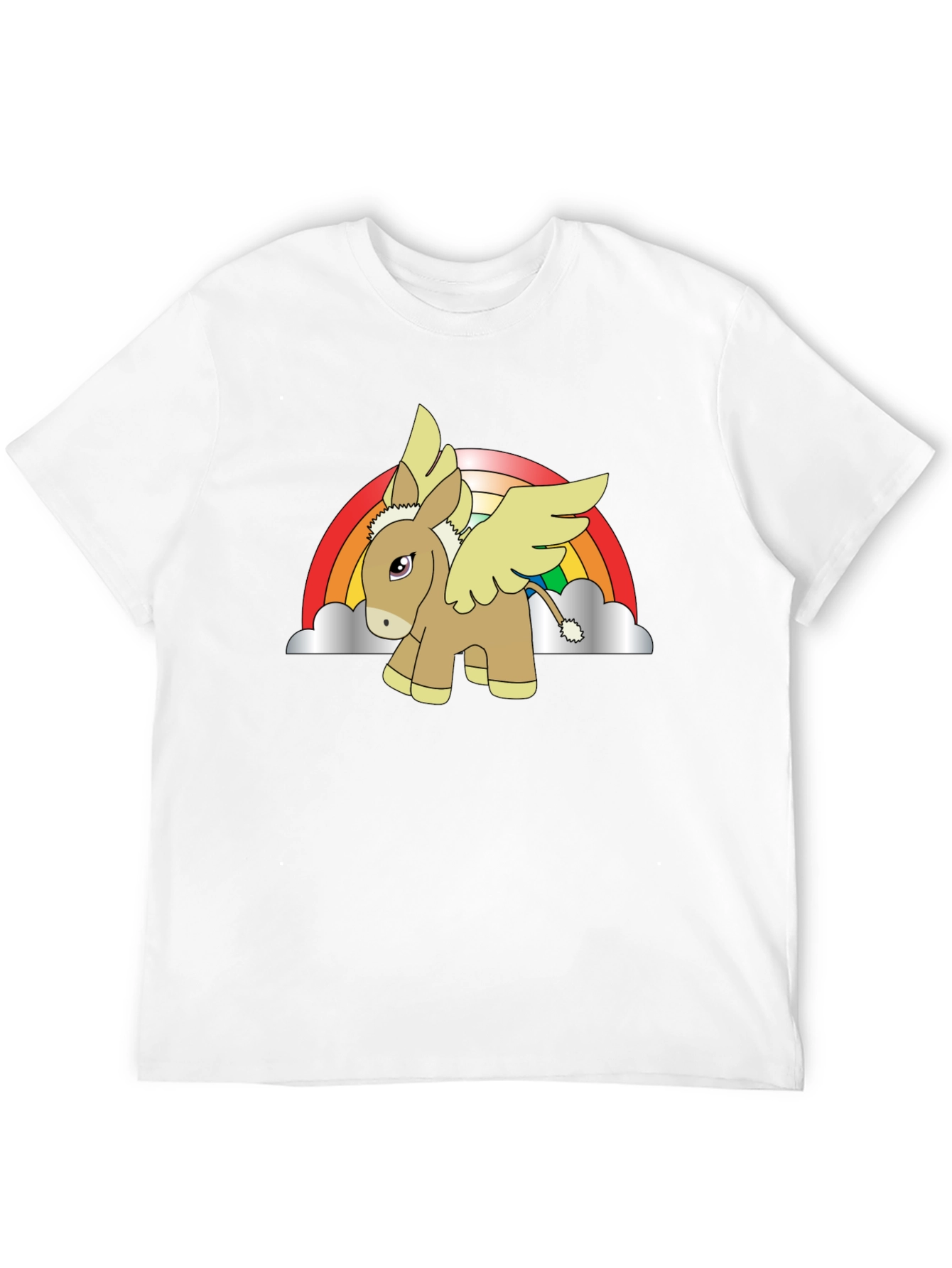 Rainbow Donkey Pegasus Black T-Shirt