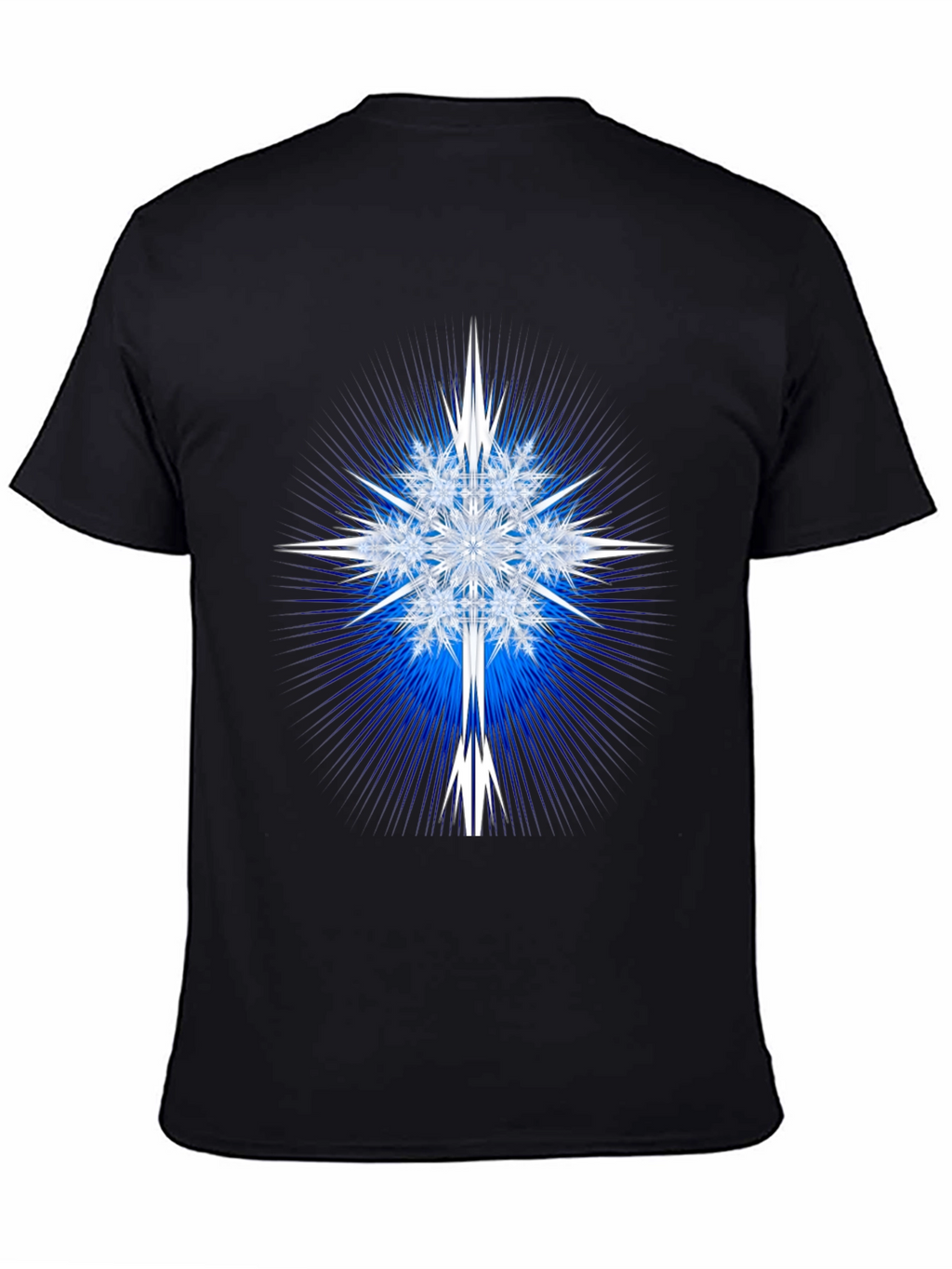Geometric Snowflake Graphic Tee - Black
