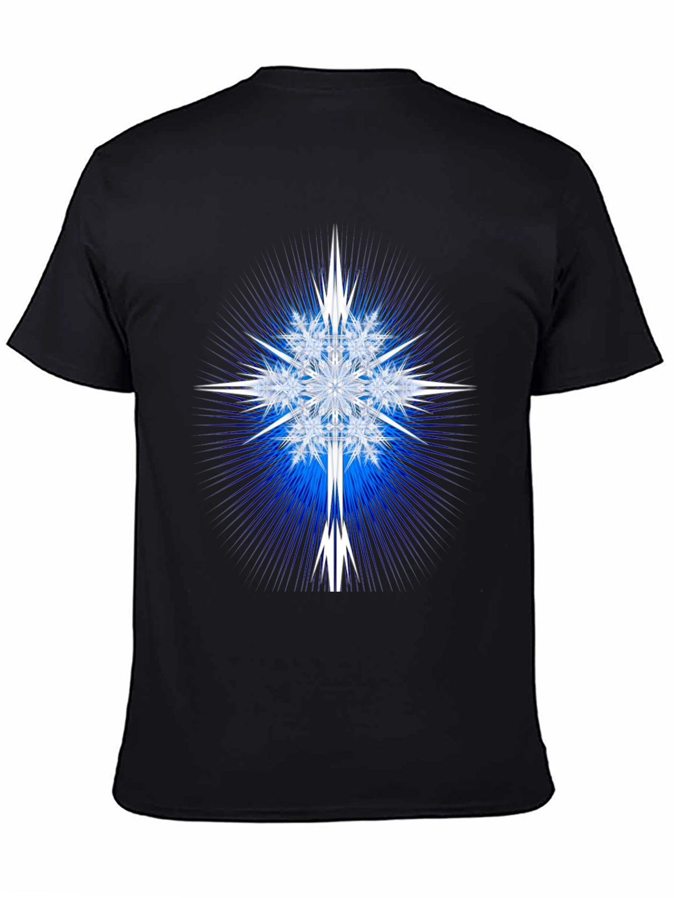 Geometric Snowflake Graphic Tee - Black