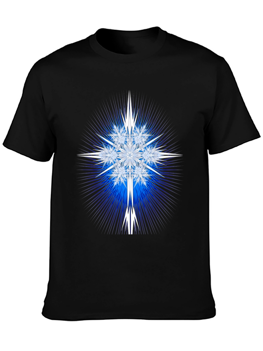 Geometric Snowflake Graphic Tee - Black