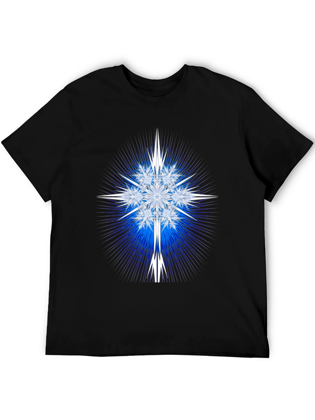 Geometric Snowflake Graphic Tee - Black