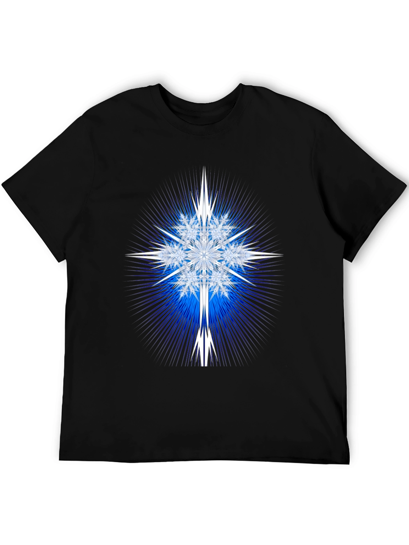 Geometric Snowflake Graphic Tee - Black