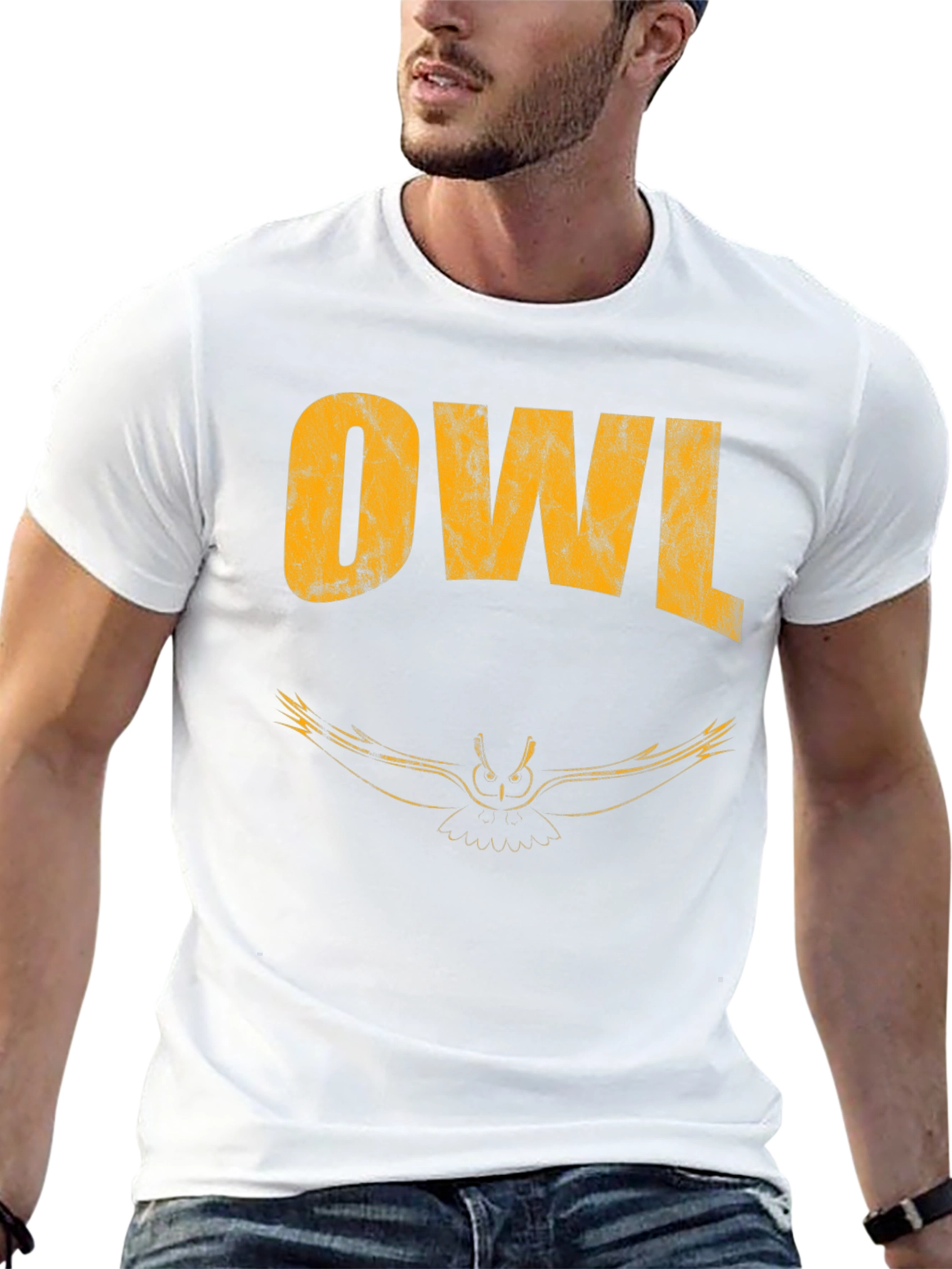 Cool Owl Graphic Print Black T-Shirt