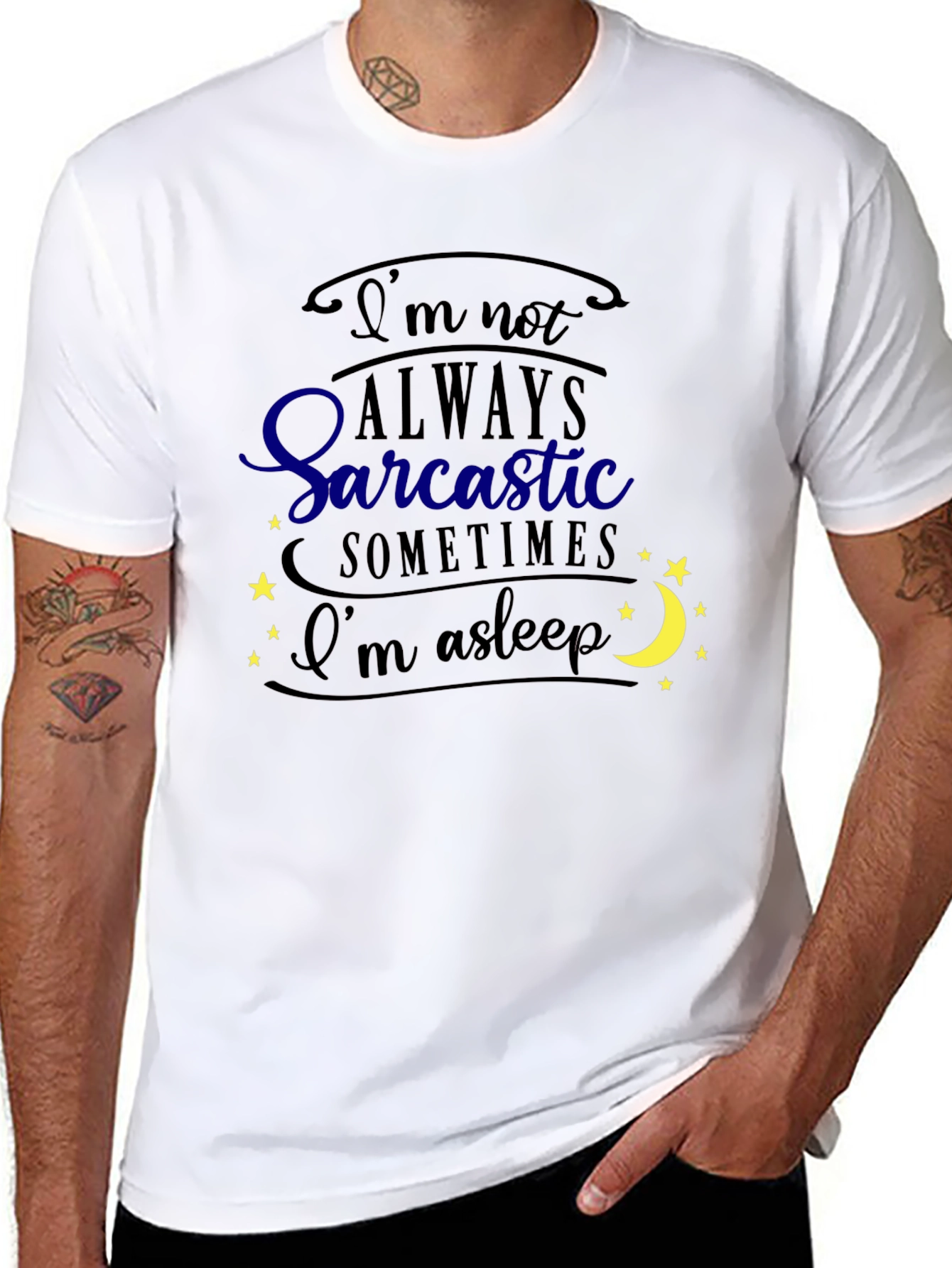 Sarcastic Asleep Graphic Tee - Mens Black T-Shirt