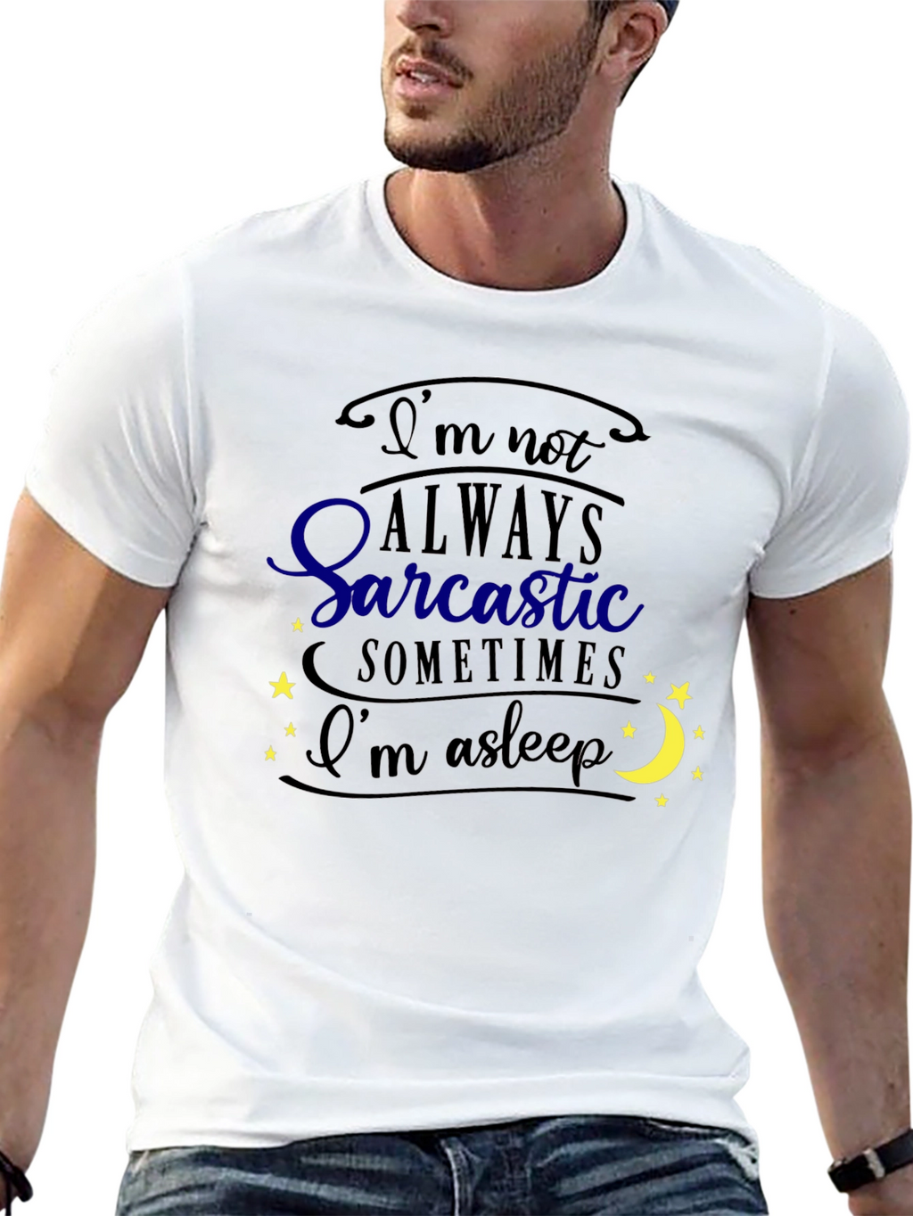 Sarcastic Asleep Graphic Tee - Mens Black T-Shirt