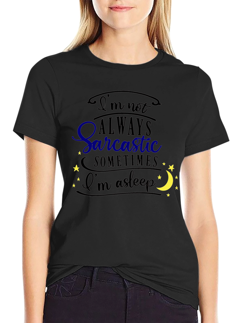Sarcastic Asleep Graphic Tee - Mens Black T-Shirt