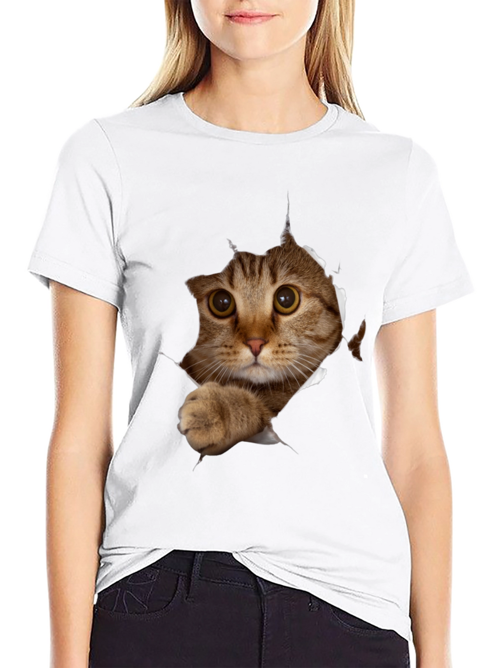 Cat Peeking T-Shirt - 3D Graphic Tee