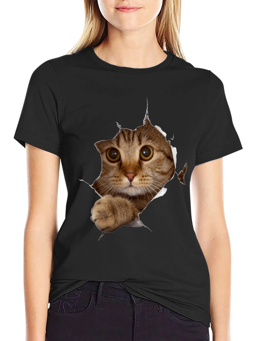 Cat Peeking T-Shirt - 3D Graphic Tee