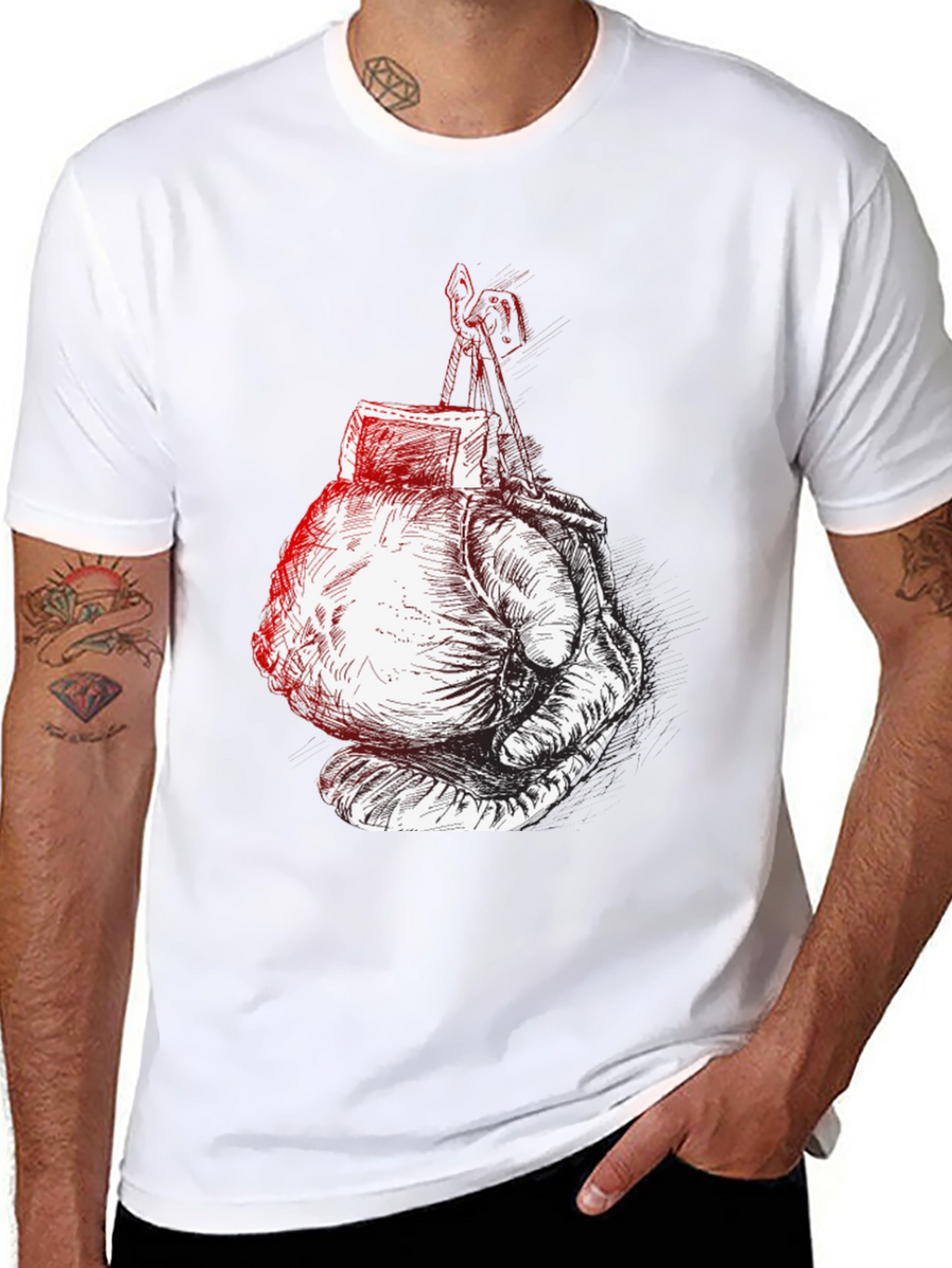 Boxing Gloves Graphic Tee - Black Cotton Comfort