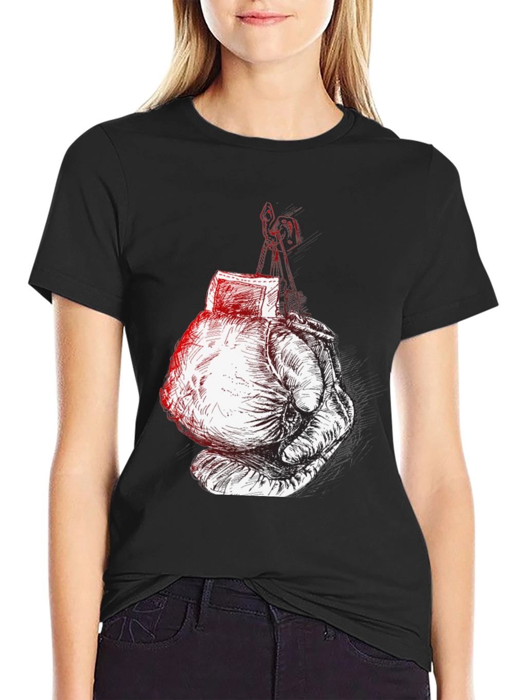 Boxing Gloves Graphic Tee - Black Cotton Comfort