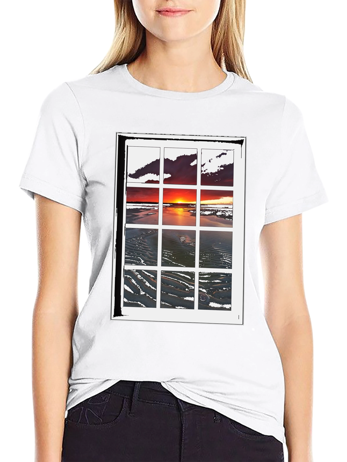 Sunset Window T-Shirt - Coastal Scene Tee