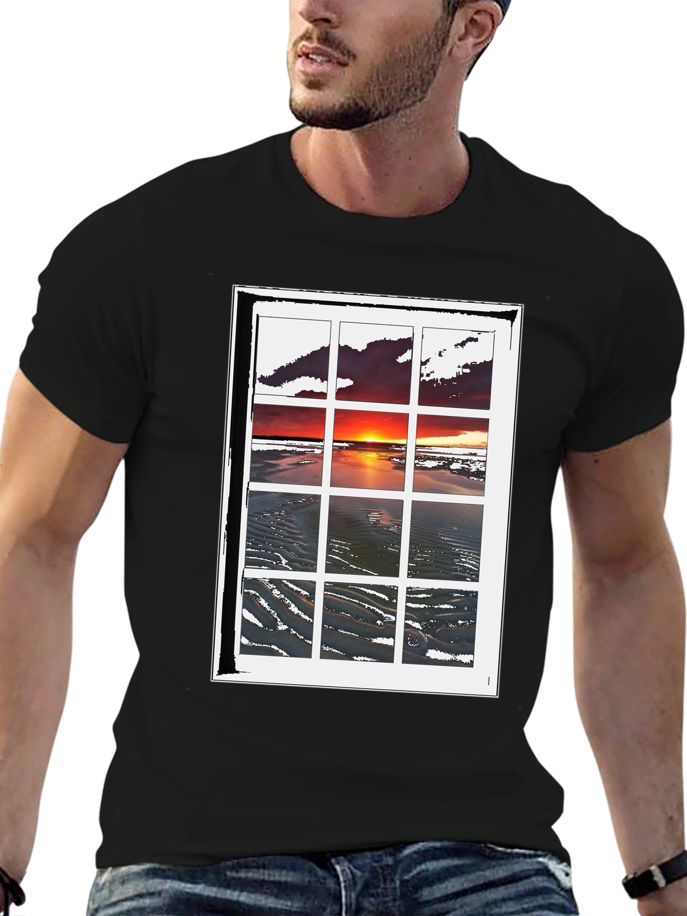 Sunset Window T-Shirt - Coastal Scene Tee