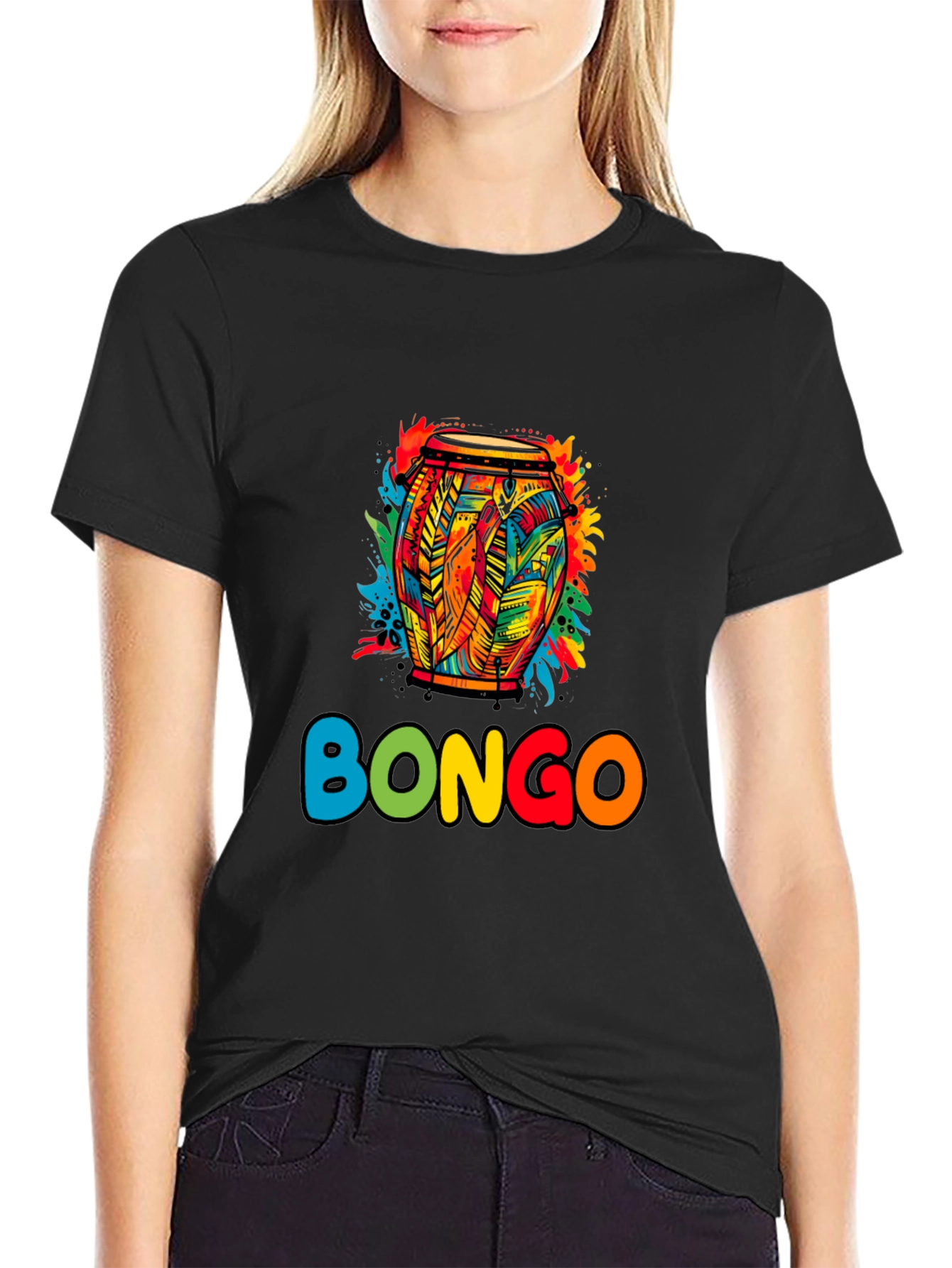 Colorful Bongo Drum Graphic Tee - Music Lover Shirt