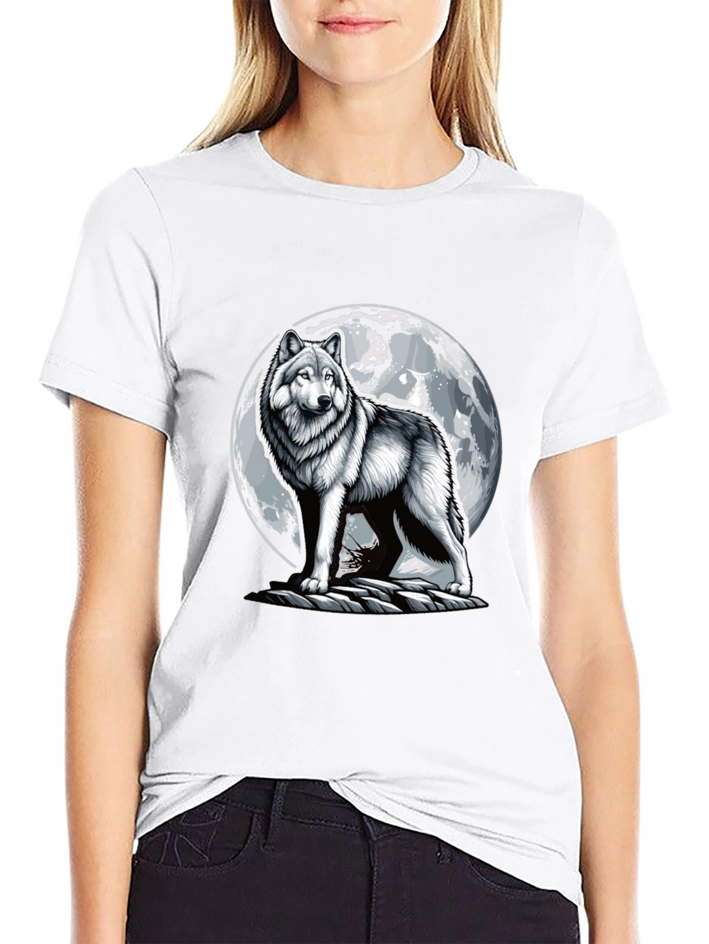 Wolf Moon T-Shirt - Black Cotton Tee