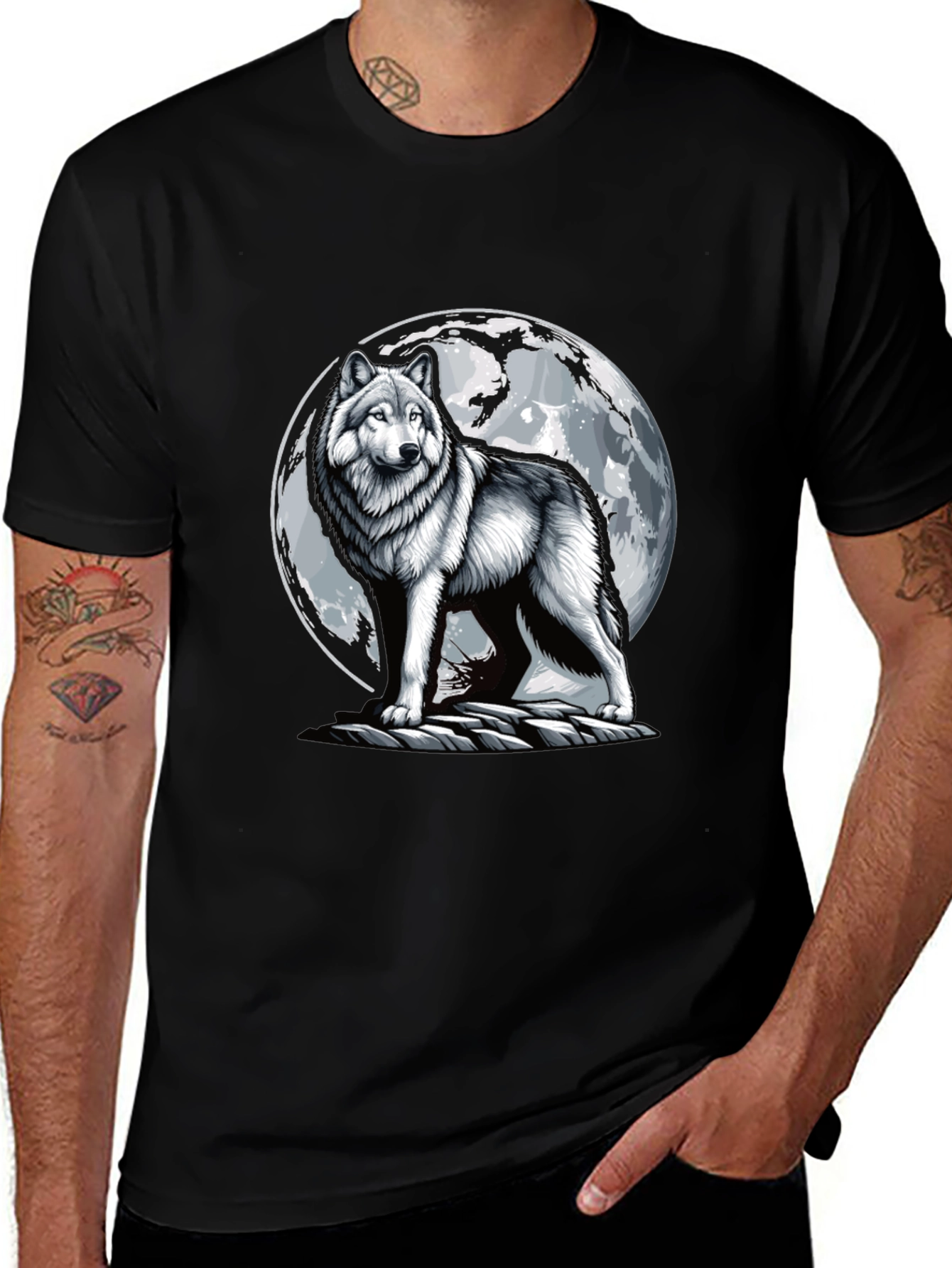 Wolf Moon T-Shirt - Black Cotton Tee