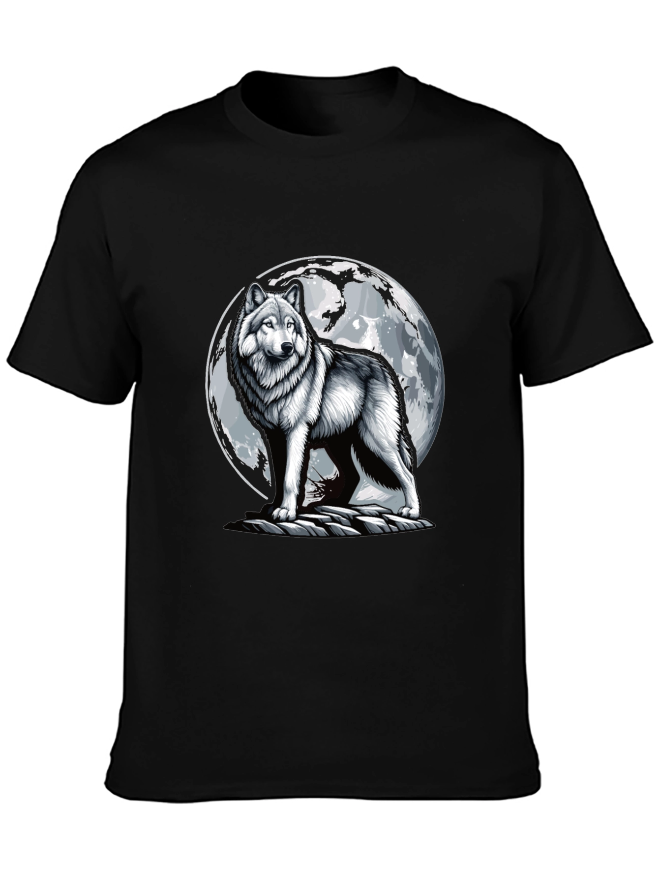 Wolf Moon T-Shirt - Black Cotton Tee