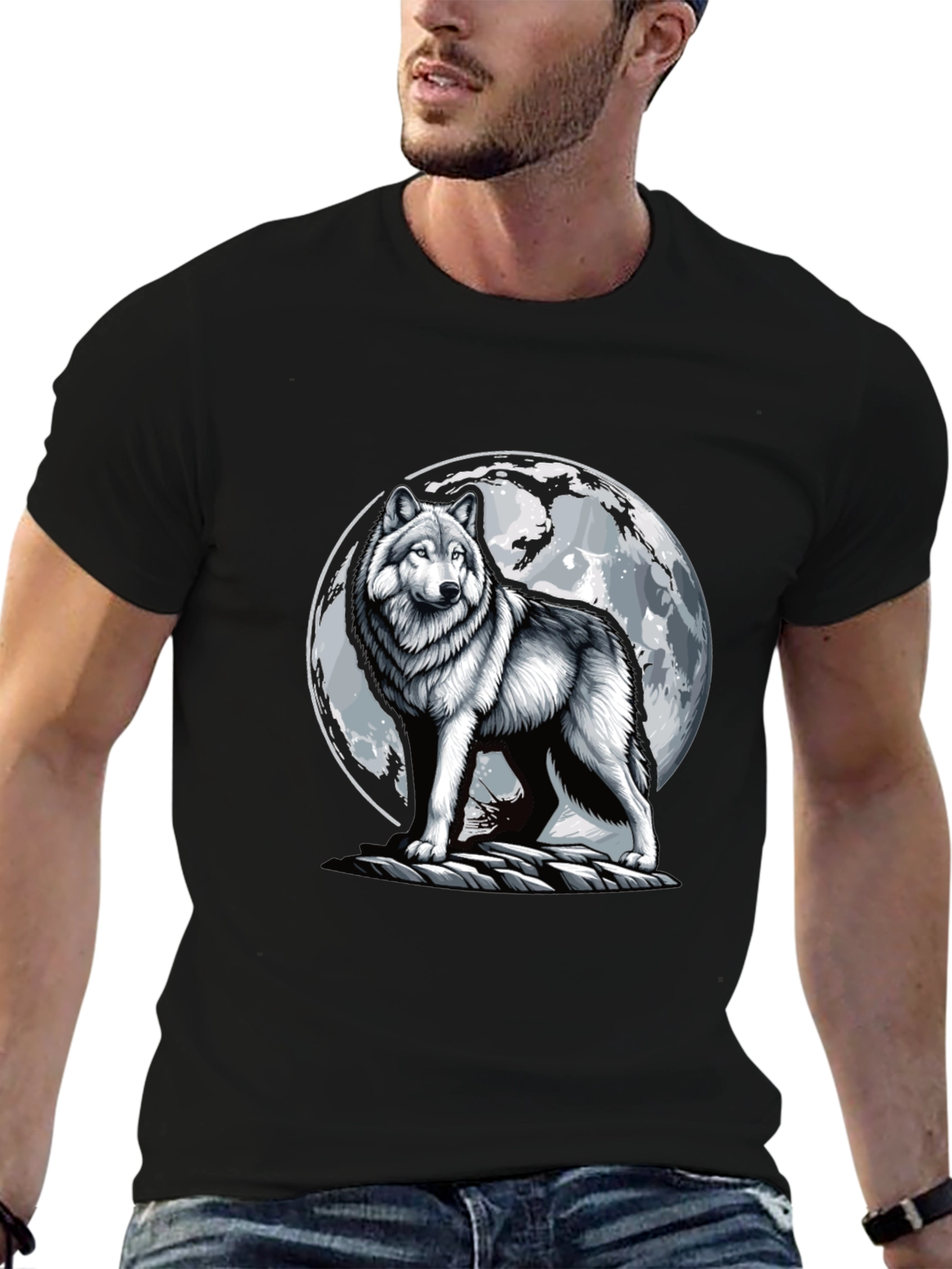 Wolf Moon T-Shirt - Black Cotton Tee