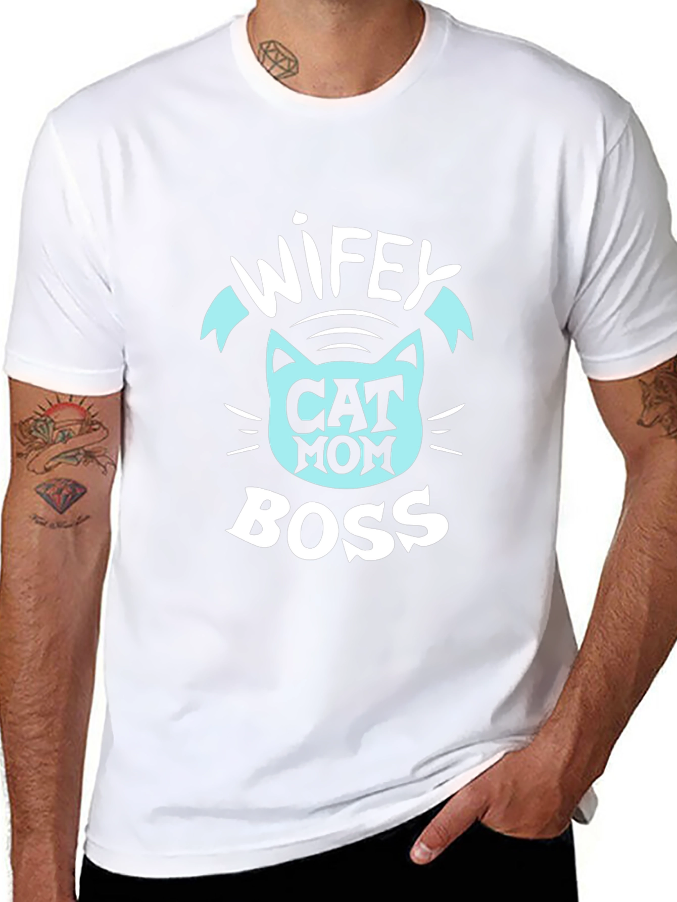 Wifey Cat Mom Boss T-Shirt - Black Graphic Tee