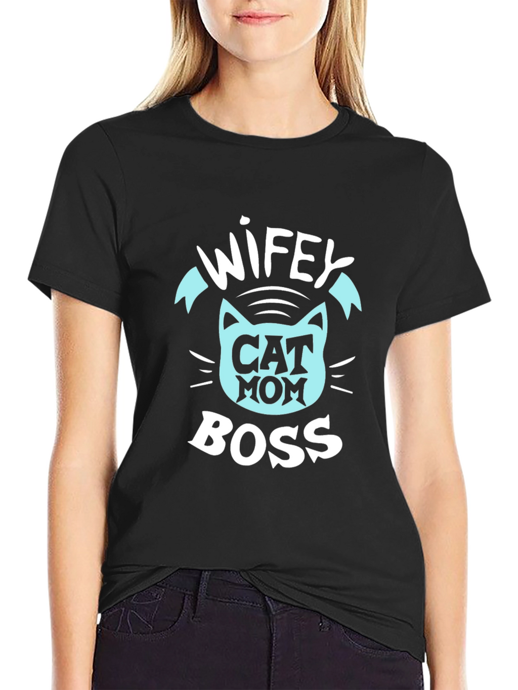 Wifey Cat Mom Boss T-Shirt - Black Graphic Tee