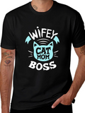 Wifey Cat Mom Boss T-Shirt - Black Graphic Tee