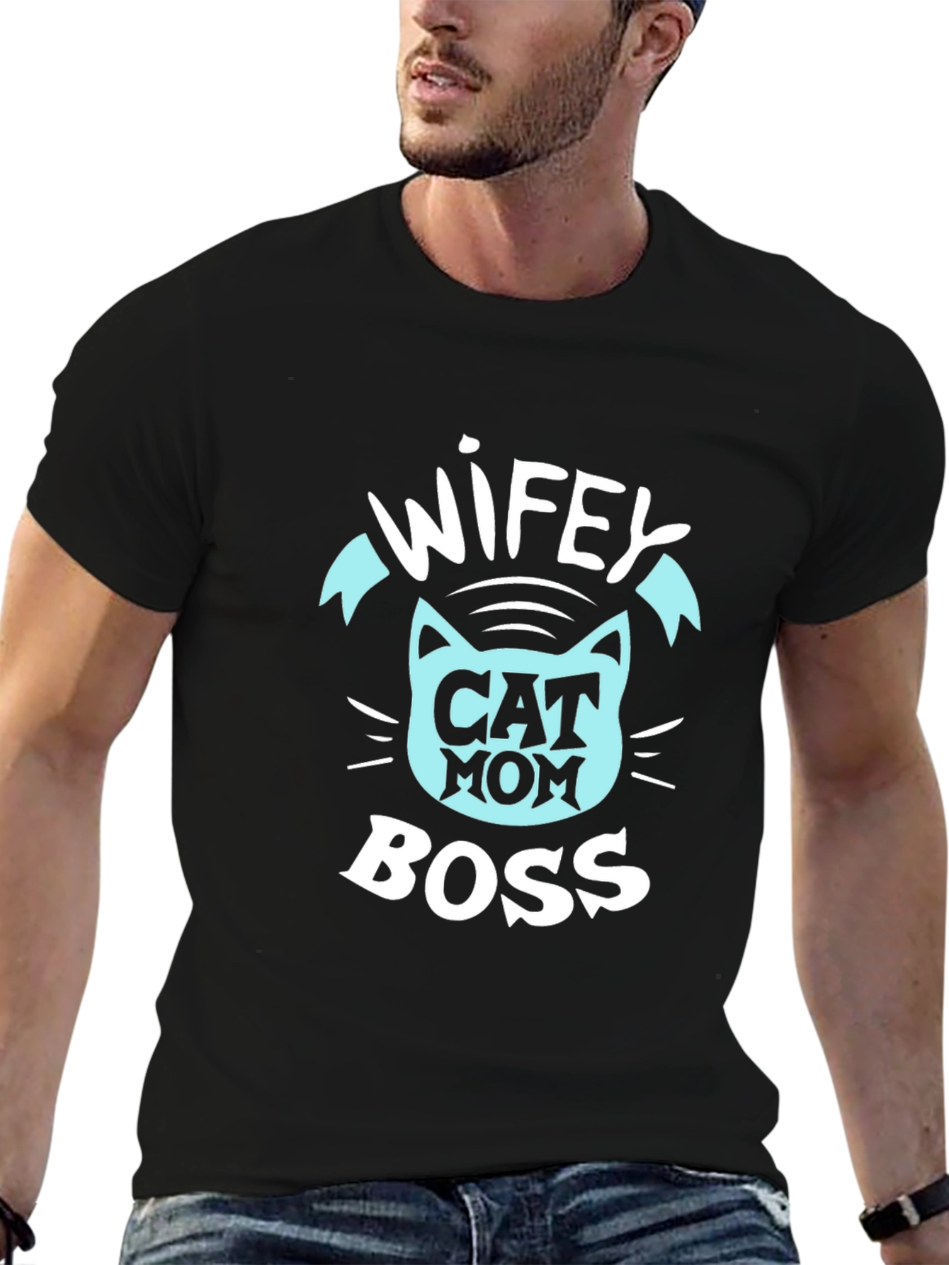 Wifey Cat Mom Boss T-Shirt - Black Graphic Tee