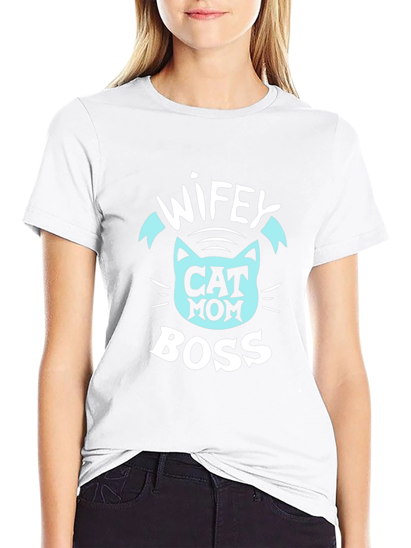 Wifey Cat Mom Boss T-Shirt - Black Graphic Tee