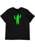 Cactus Character Graphic Black T-Shirt