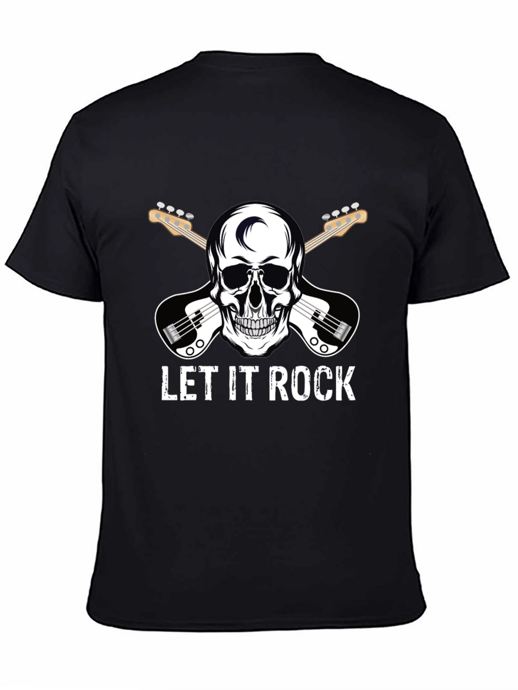 Let It Rock Skull Guitar Graphic T-Shirt