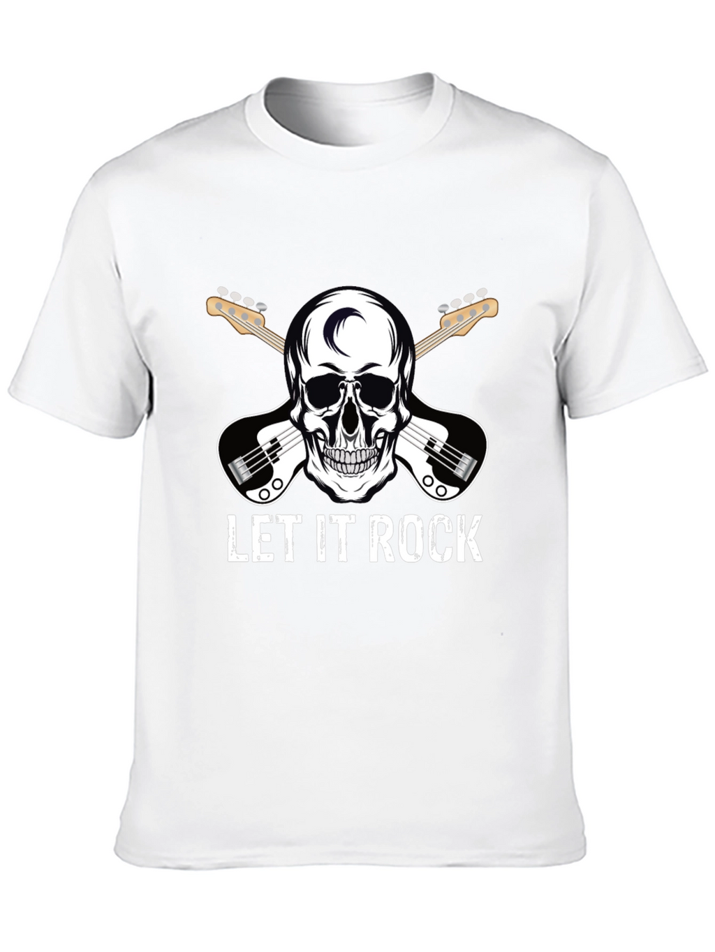 Let It Rock Skull Guitar Graphic T-Shirt