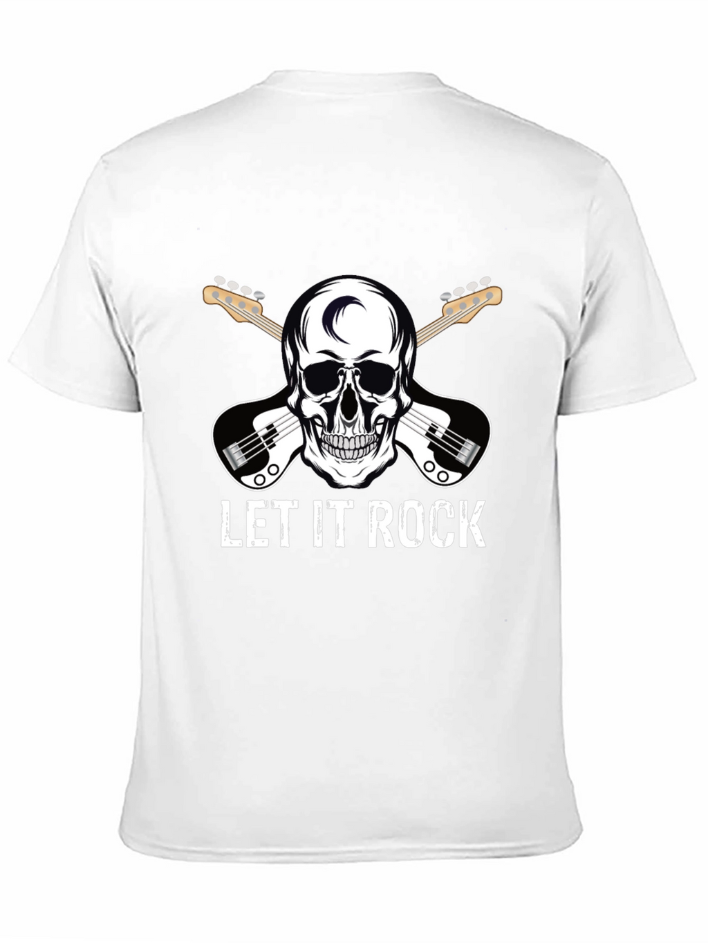 Let It Rock Skull Guitar Graphic T-Shirt