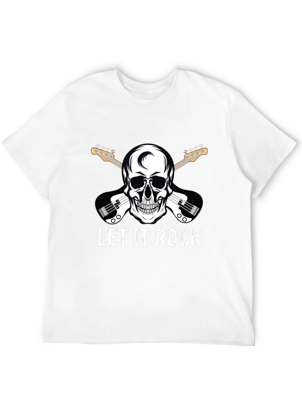 Let It Rock Skull Guitar Graphic T-Shirt