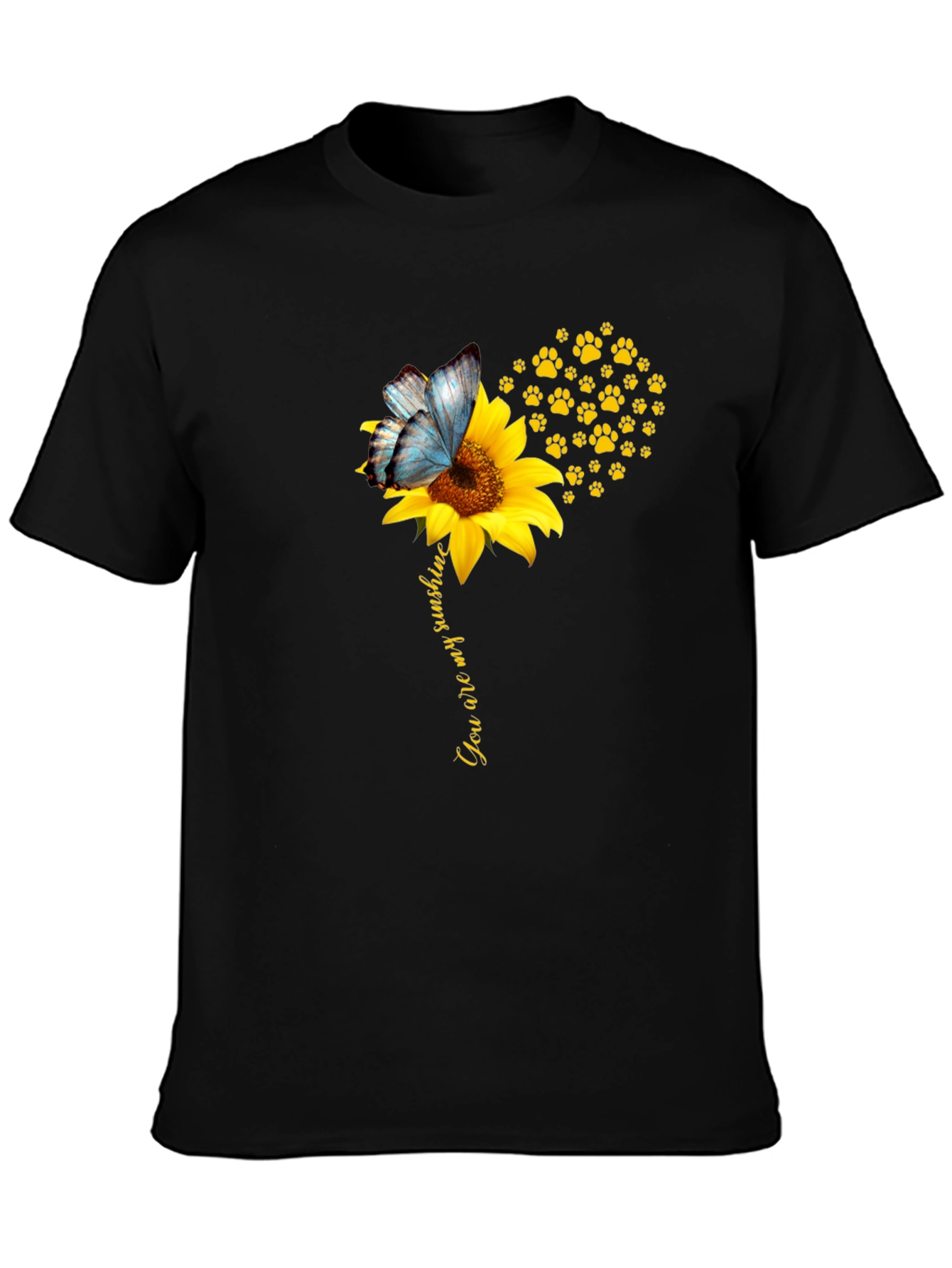 Sunflower Butterfly Paw Print T-Shirt