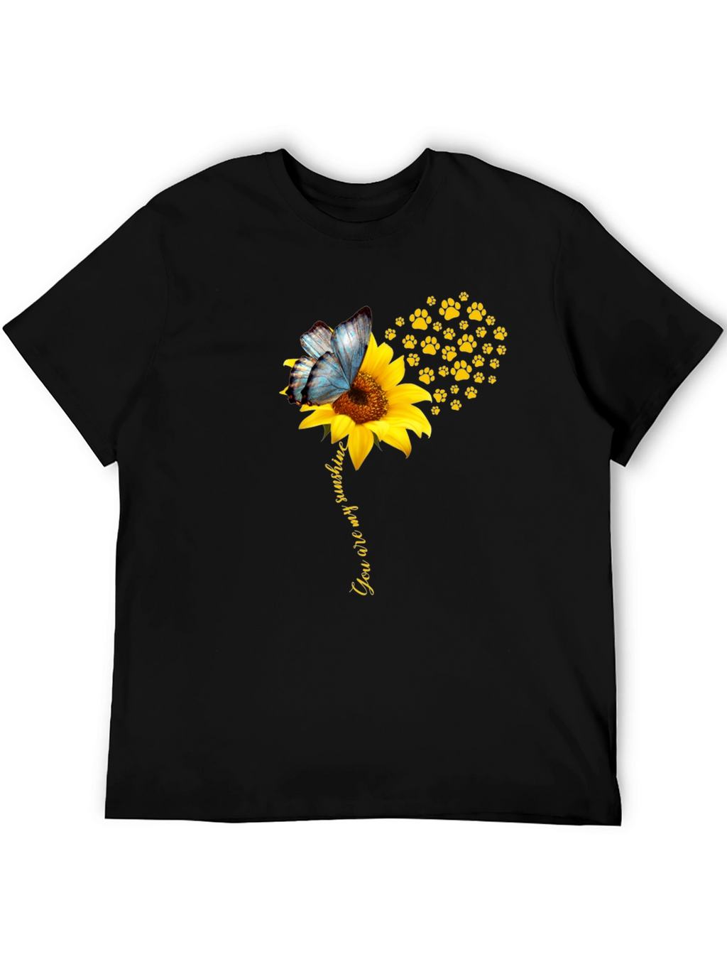 Sunflower Butterfly Paw Print T-Shirt