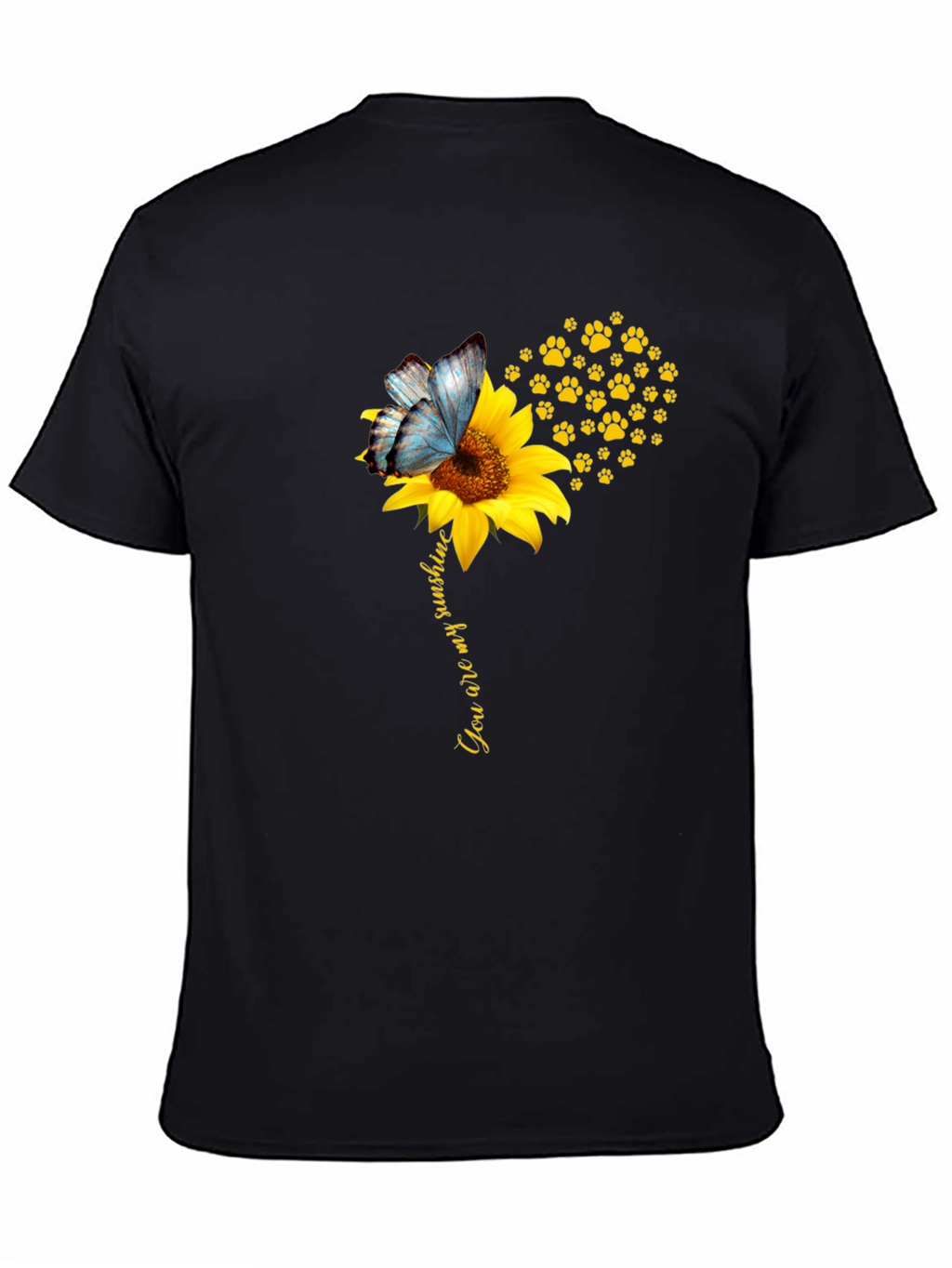 Sunflower Butterfly Paw Print T-Shirt