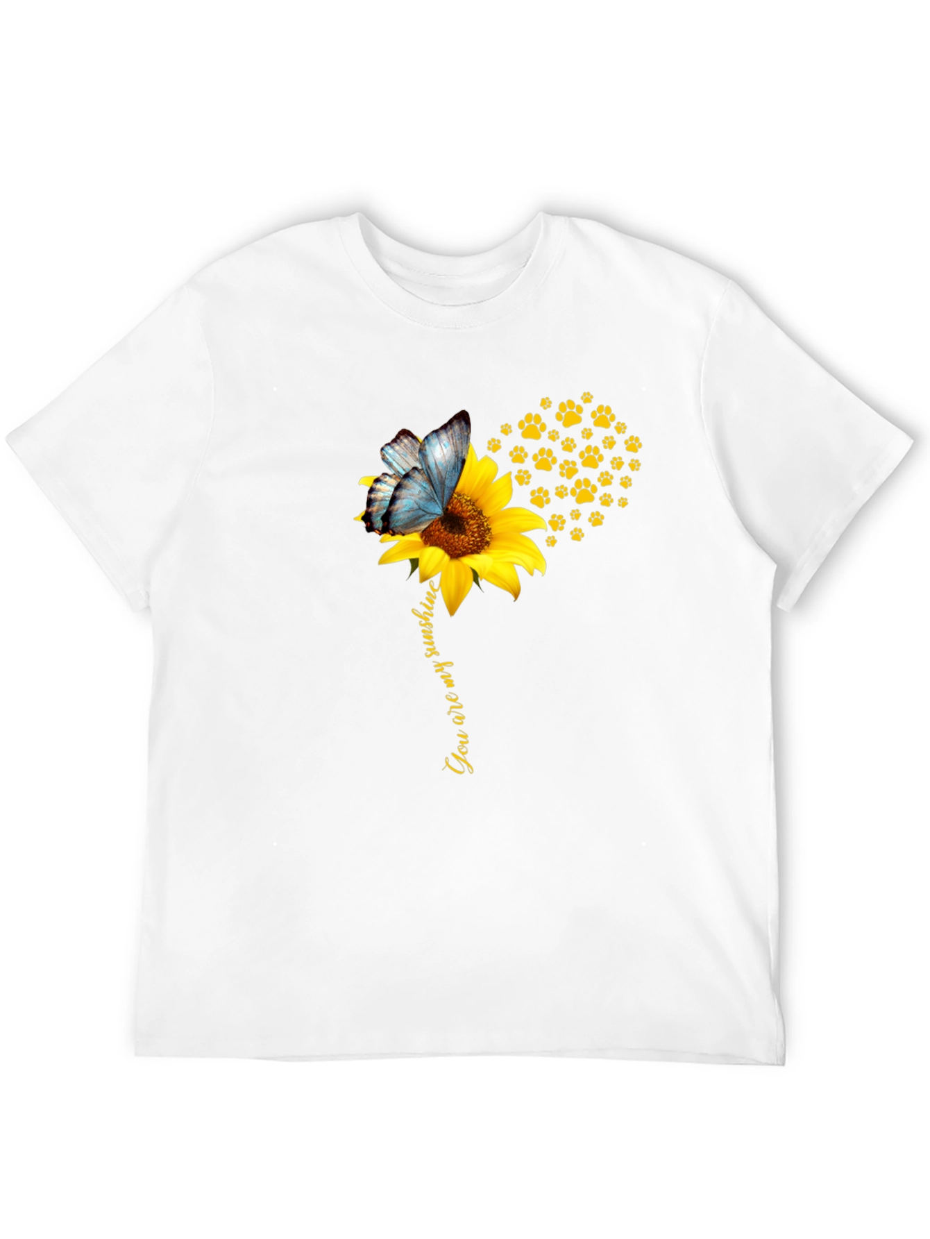 Sunflower Butterfly Paw Print T-Shirt