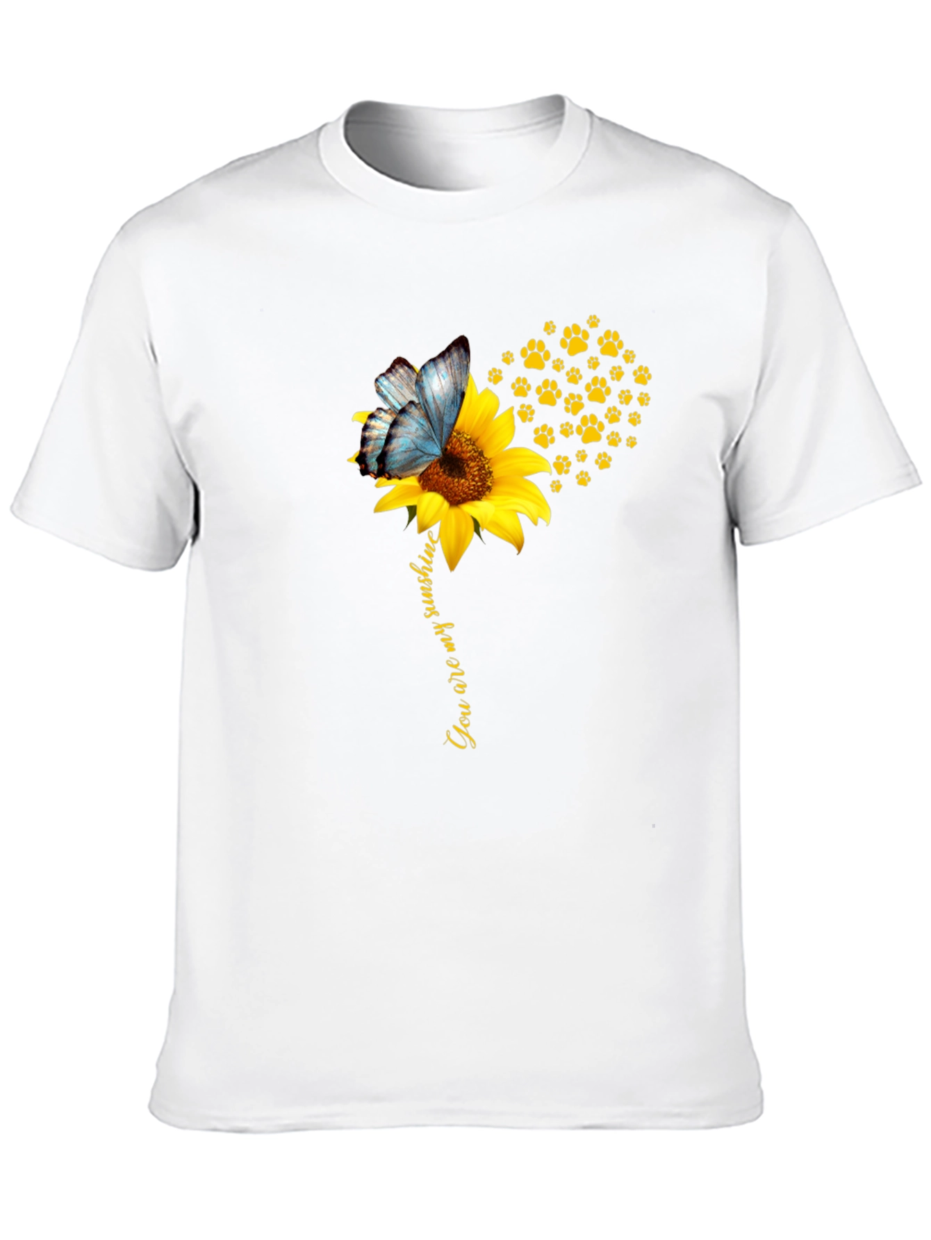 Sunflower Butterfly Paw Print T-Shirt