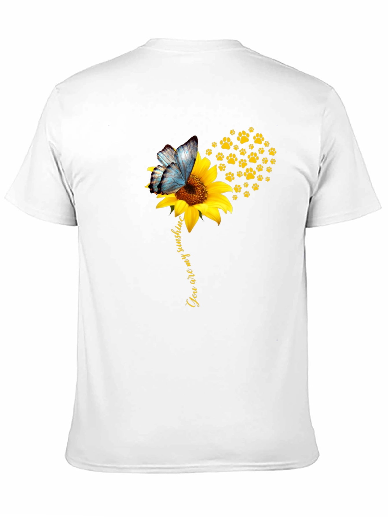 Sunflower Butterfly Paw Print T-Shirt