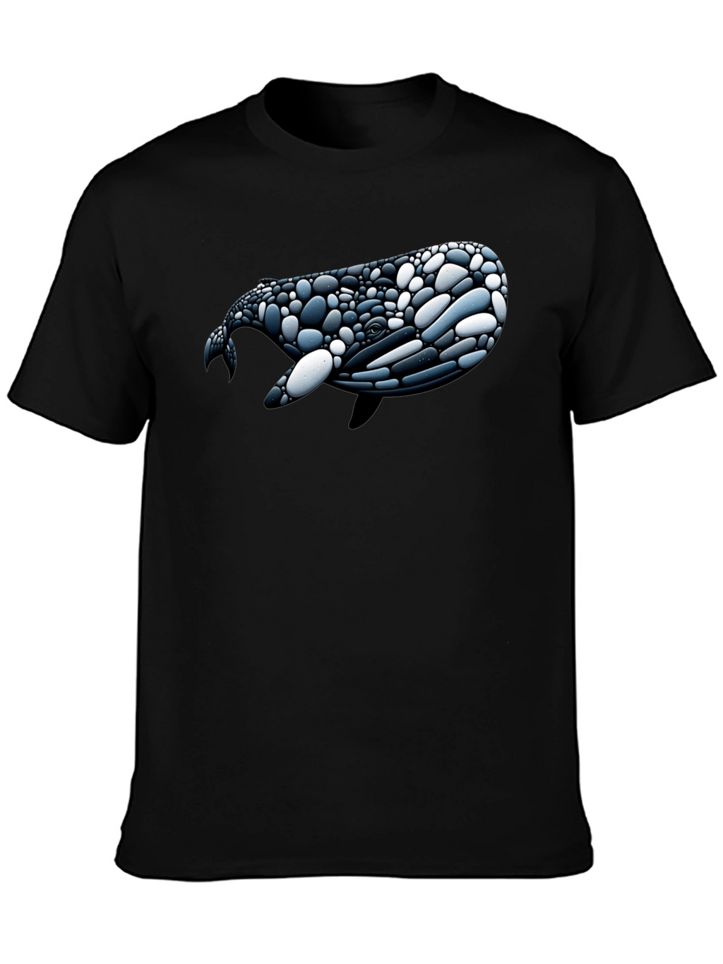Whale Pebble Art Graphic Tee - Black