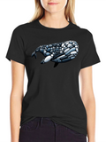 Whale Pebble Art Graphic Tee - Black