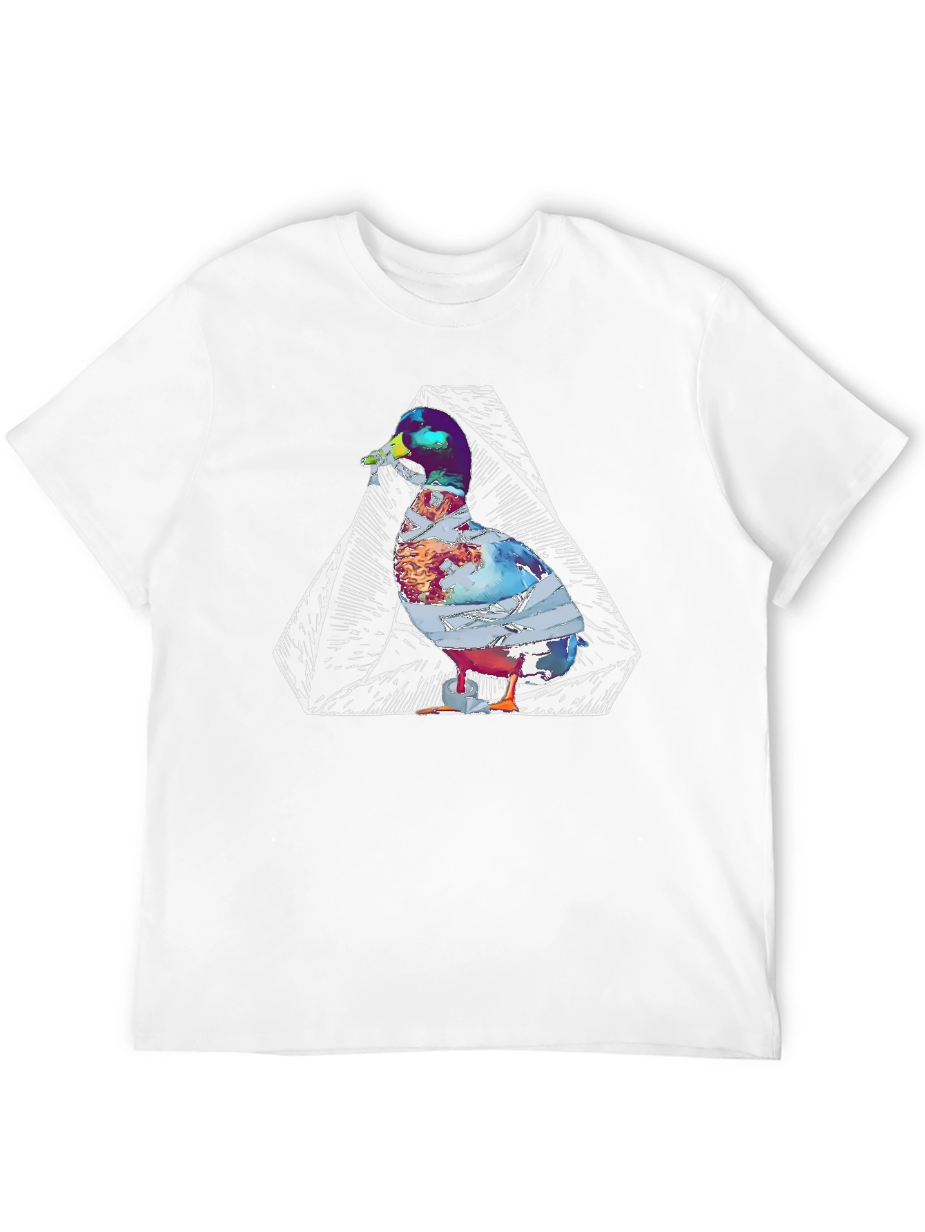 Abstract Duck Graphic Print Black T-Shirt