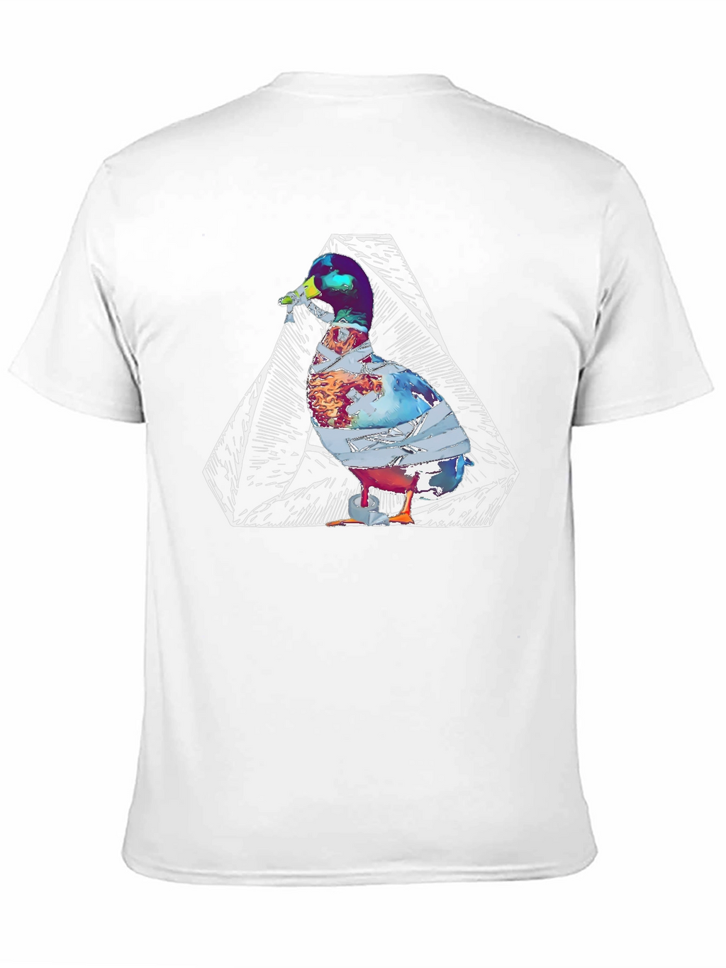 Abstract Duck Graphic Print Black T-Shirt