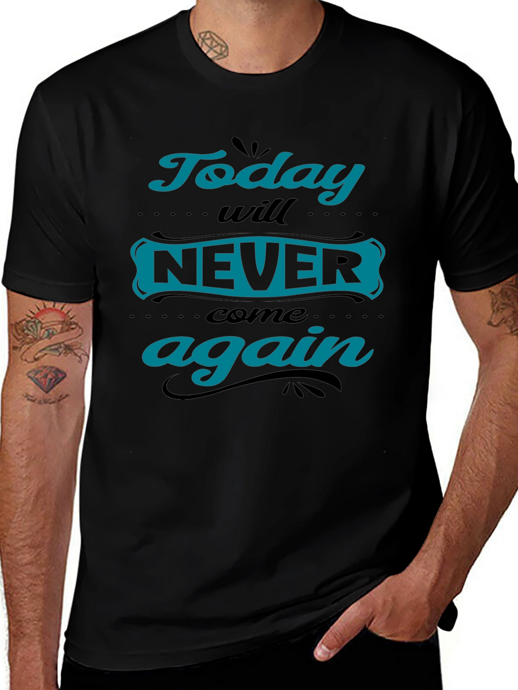 Today Will Never Come Again Black Graphic Tee