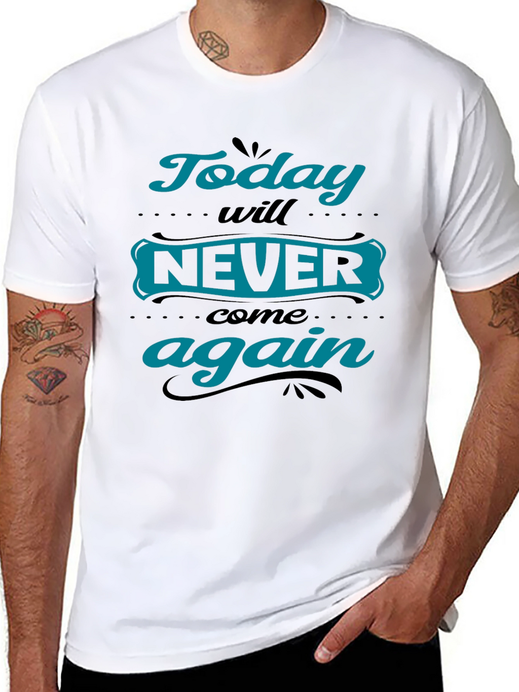 Today Will Never Come Again Black Graphic Tee