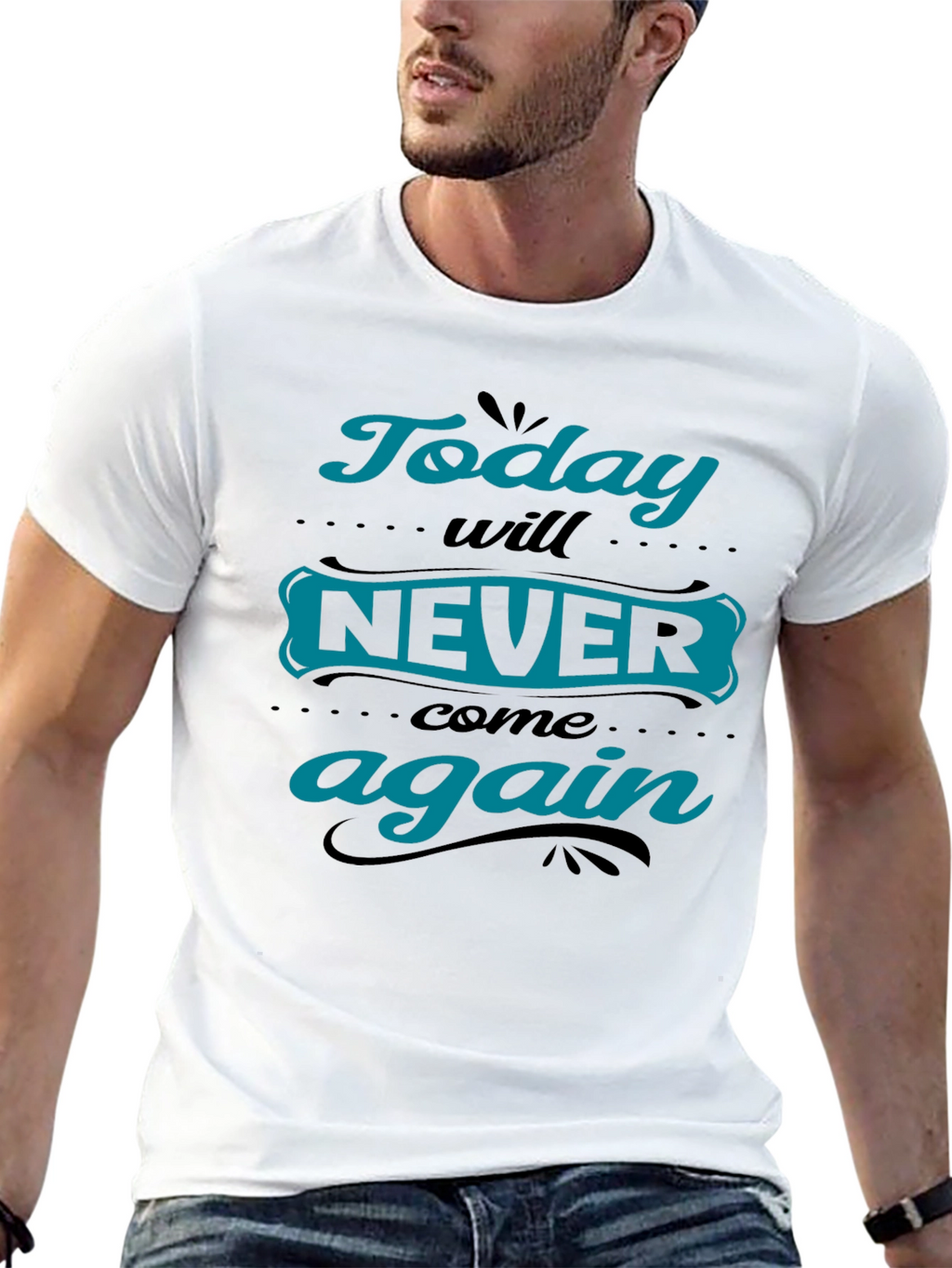 Today Will Never Come Again Black Graphic Tee