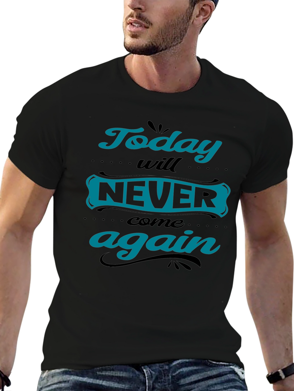 Today Will Never Come Again Black Graphic Tee