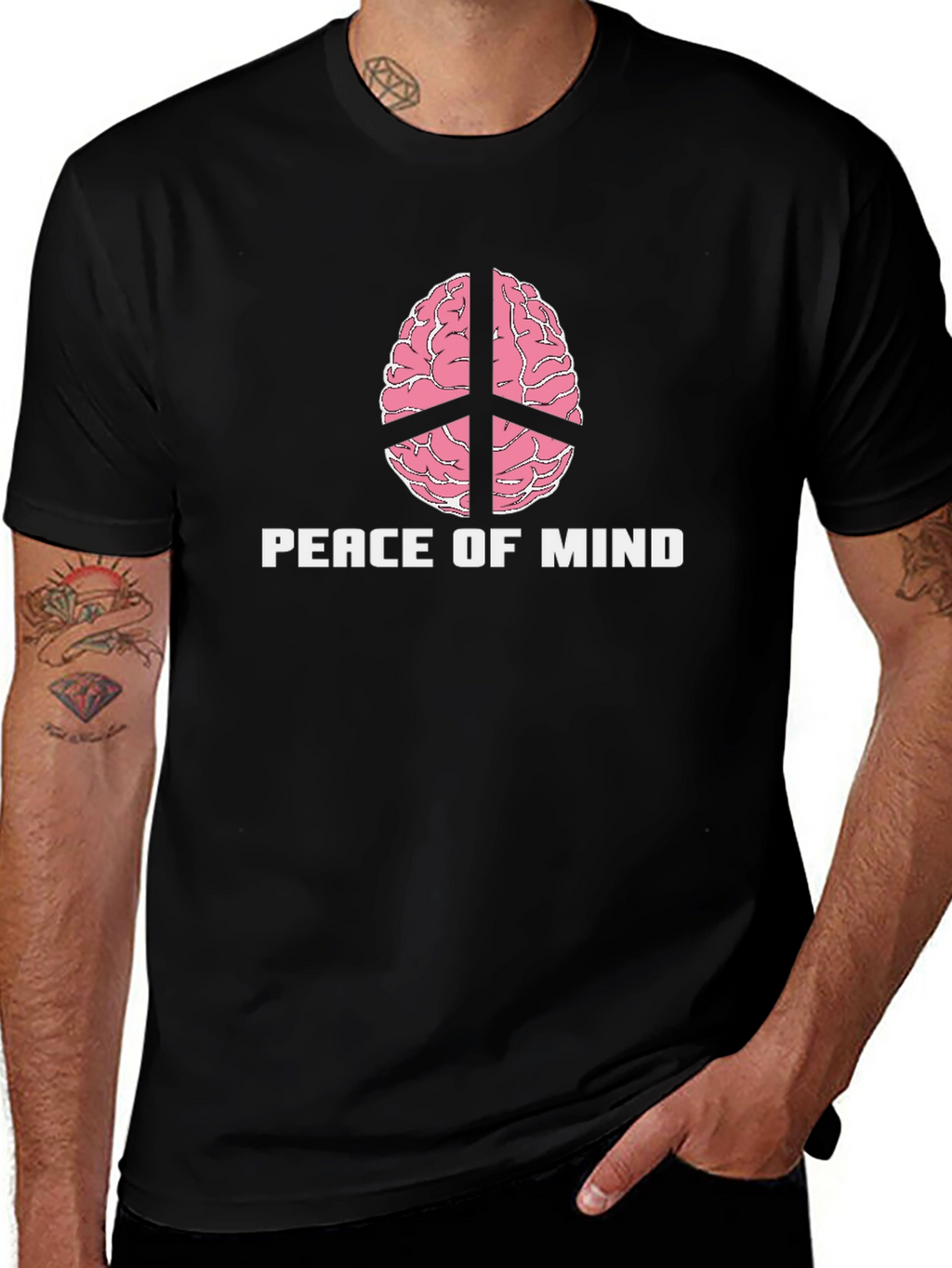 Peace of Mind Brain Peace Sign Graphic Tee