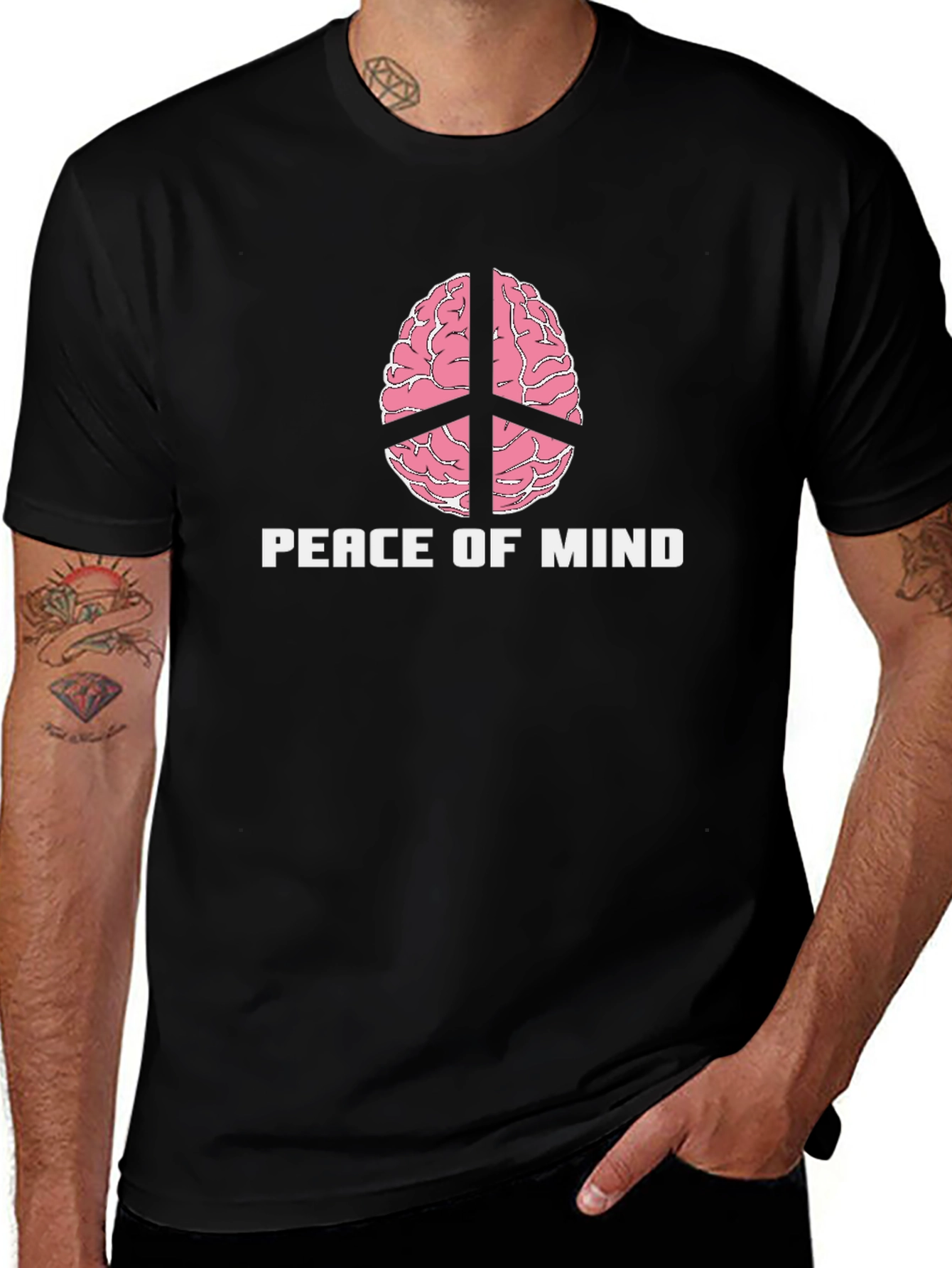 Peace of Mind Brain Peace Sign Graphic Tee