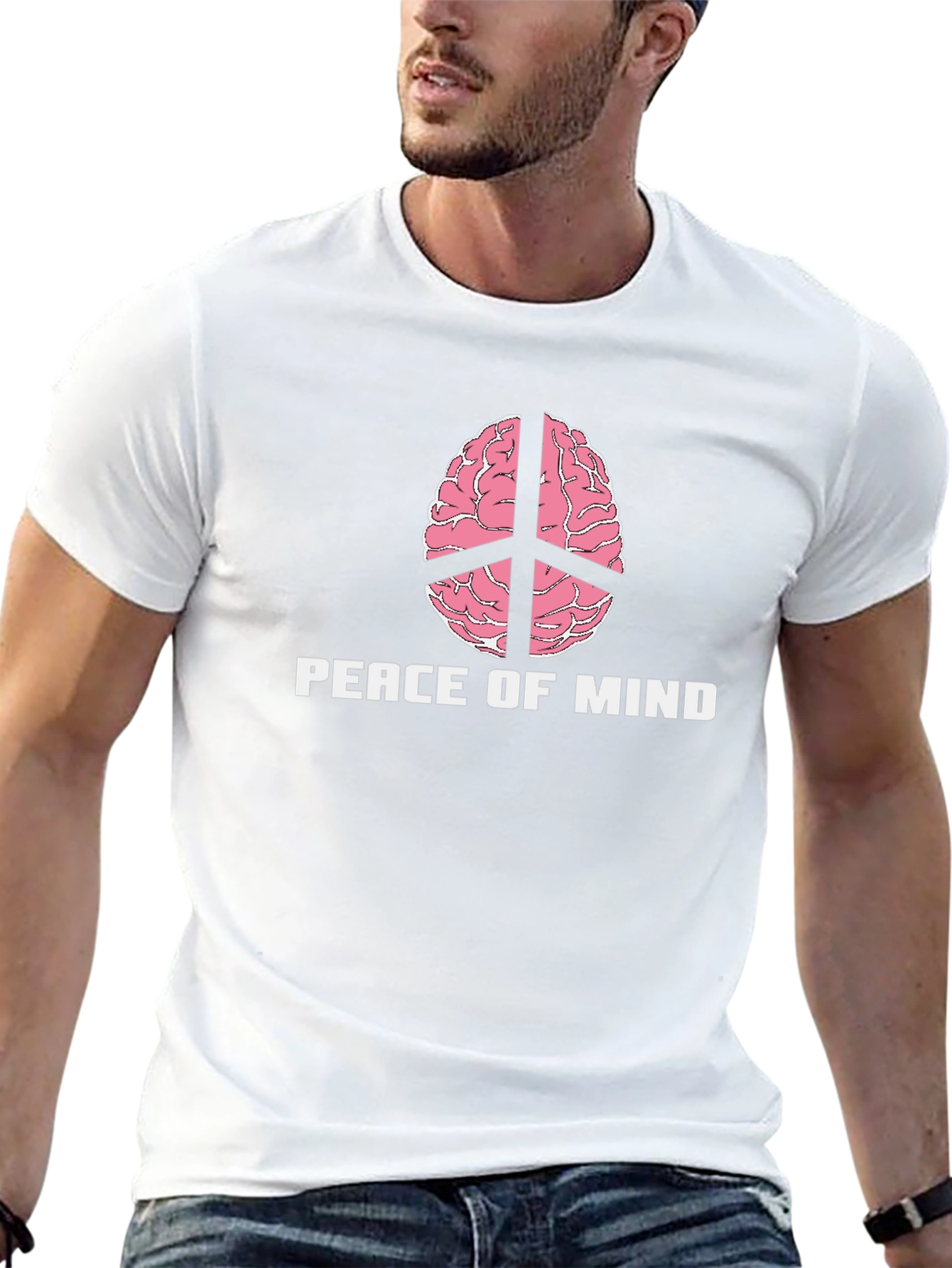 Peace of Mind Brain Peace Sign Graphic Tee